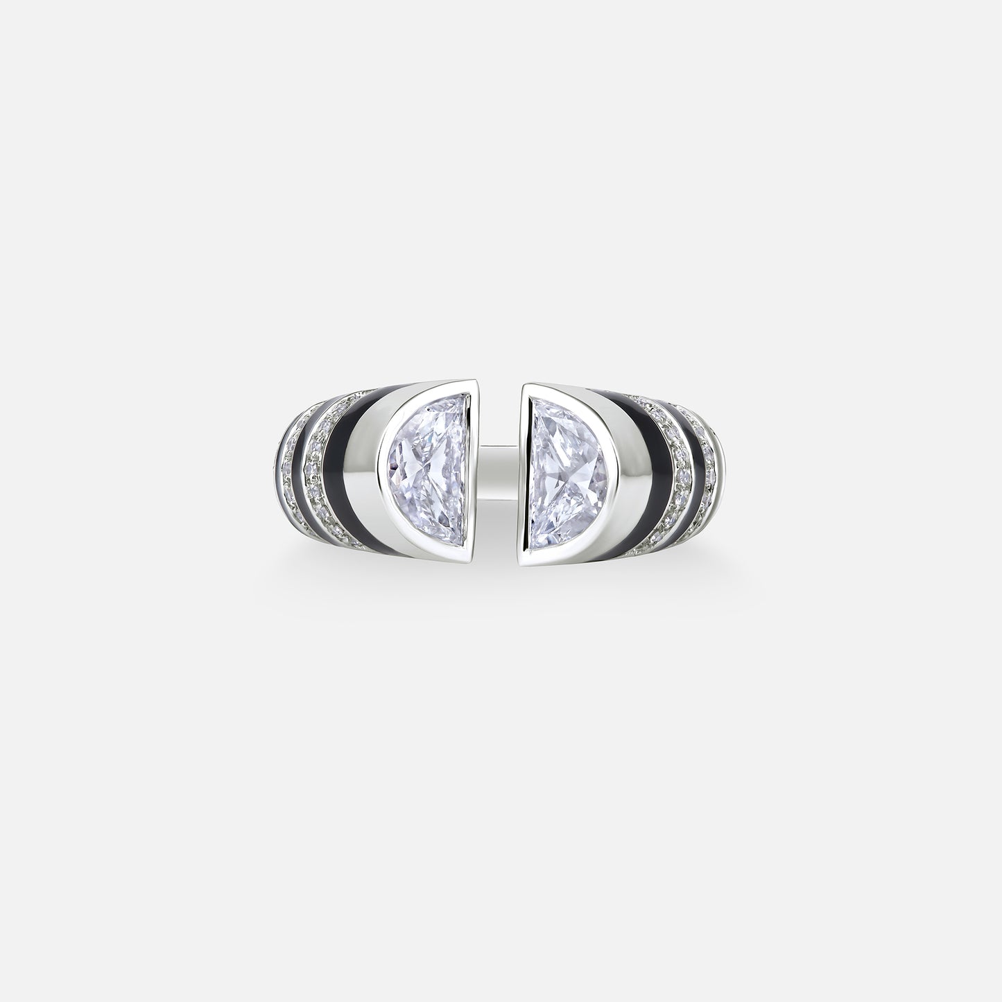 Black Enamel stripes Ring