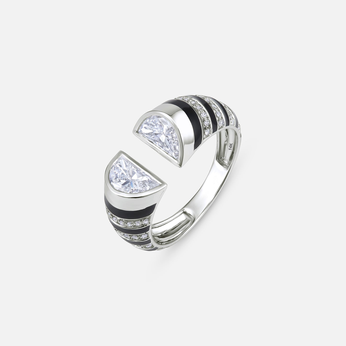 Black Enamel stripes Ring