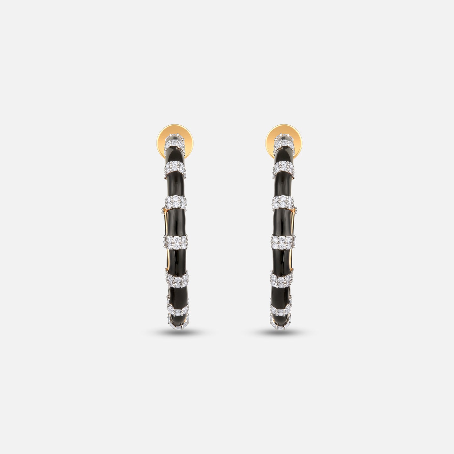 Black Enamel stripes earring