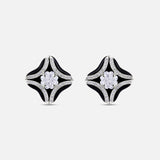 Black Enamel Cross Earrings