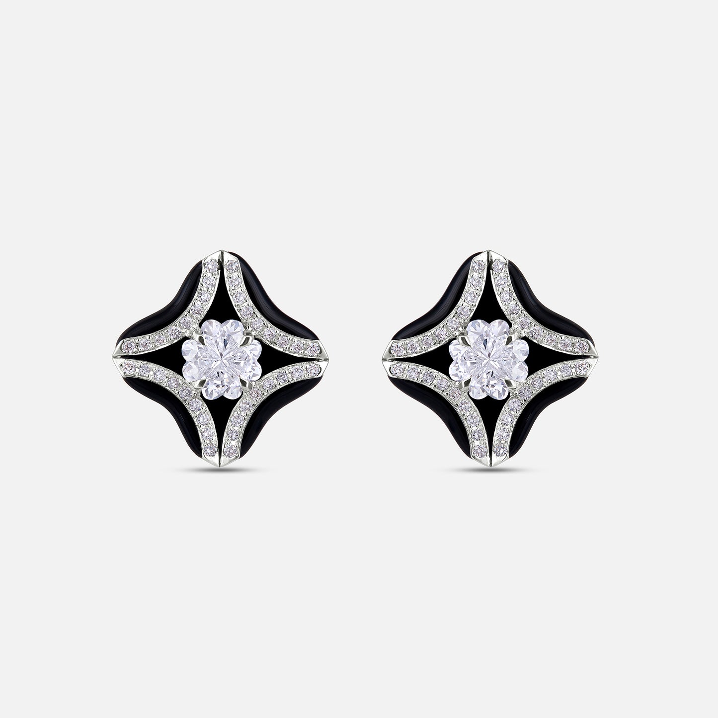 Black Enamel Cross Earrings