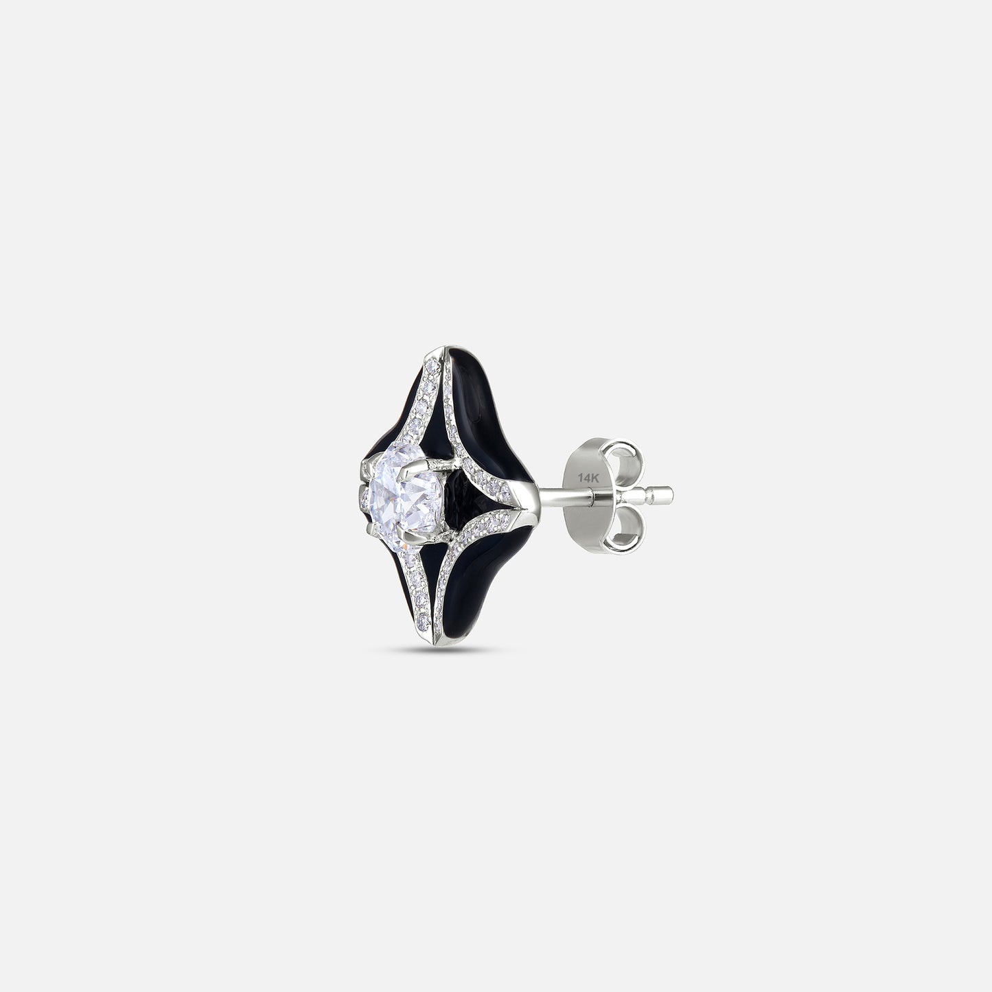 Black Enamel Cross Earrings