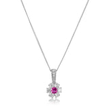Pink Saphhire Diamond Flower Pendant