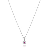 Pink Saphhire Diamond Flower Pendant